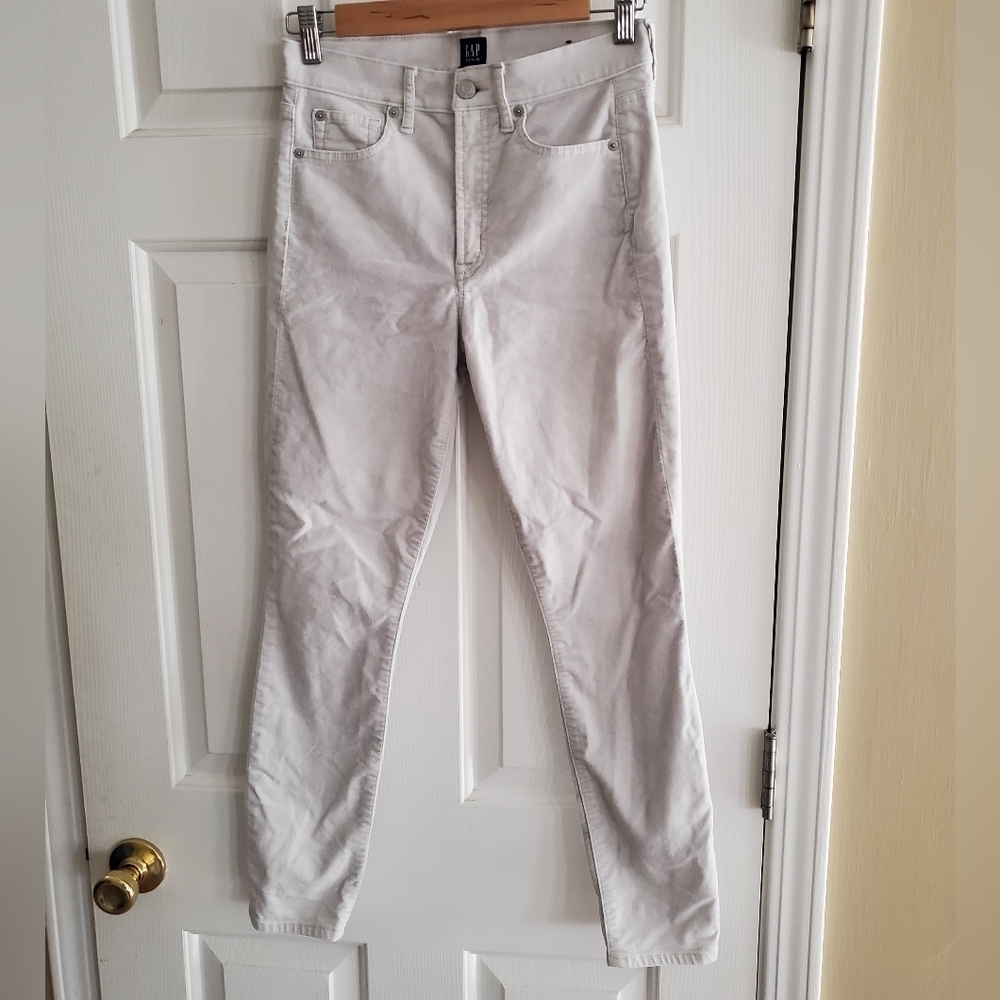 GAP High Rise True Skinny Ankle Velvet Jeans In White Size 25